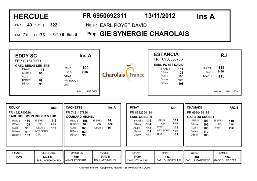 genealogie taureau charolais HERCULE