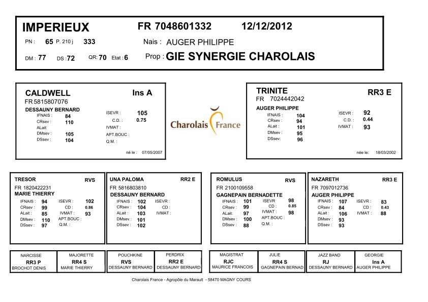 genealogie taureau charolais IMPERIEUX